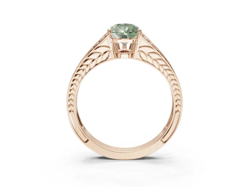 Pear-Shaped Split Shank Pavé Engagement Ring Setting for a Fancy Green Lab-Grown Diamond | Rose Gold