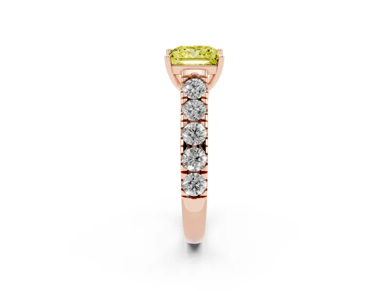 Princess Cut Engagement Ring Setting for a Fancy Yellow Lab-Grown Diamond | Rose Gold - Design NV-24643