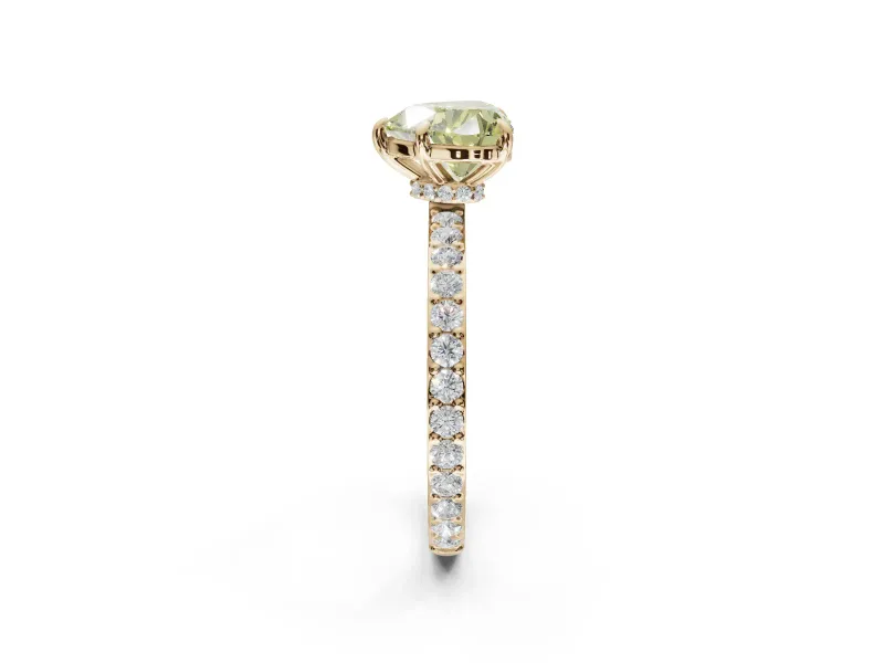 Heart-Shaped Pavé Engagement Ring Setting for a Fancy Yellow Lab-Grown Diamond | Yellow Gold - Design NV-24928