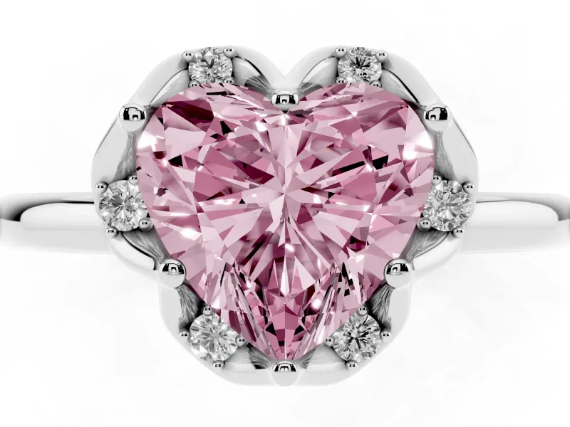 Heart-Shaped Petal Halo Engagement Ring Setting for a Fancy Pink Lab-Grown Diamond | Platinum