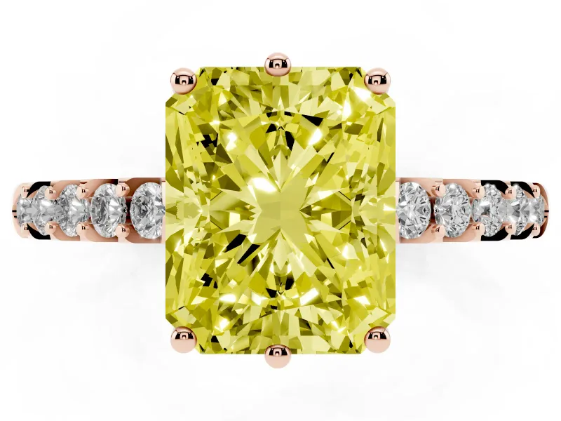Radiant Cut Engagement Ring Setting for a Fancy Yellow Lab-Grown Diamond | Rose Gold - Design NV-24649