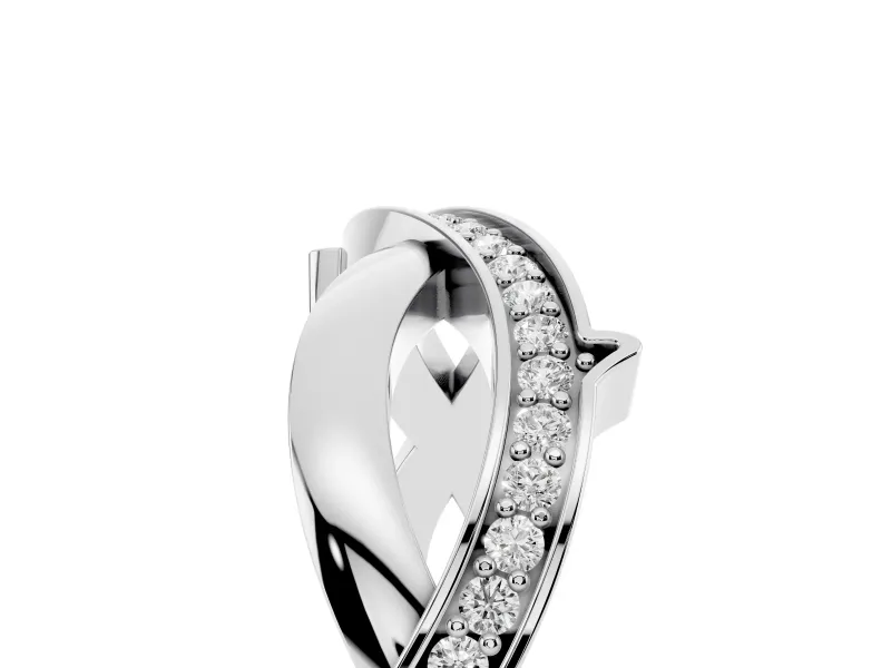 Round Diamond Pavé Twist Band Set in White gold with Bezel Setting