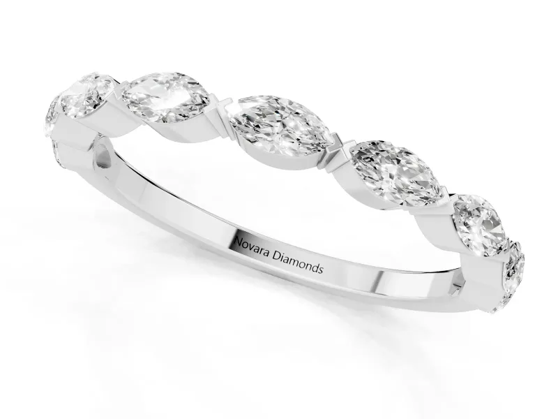 Marquise Diamond Eternity Band Set in Silver with Bezel Setting