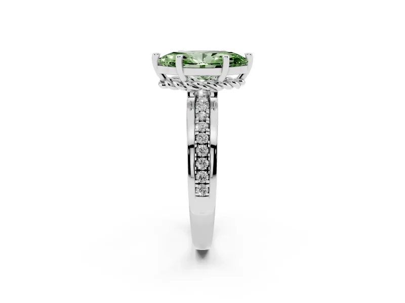 Marquise Channel Set Solitaire Engagement Ring Setting for a Fancy Green Lab-Grown Diamond | Rope Collar Head | Platinum