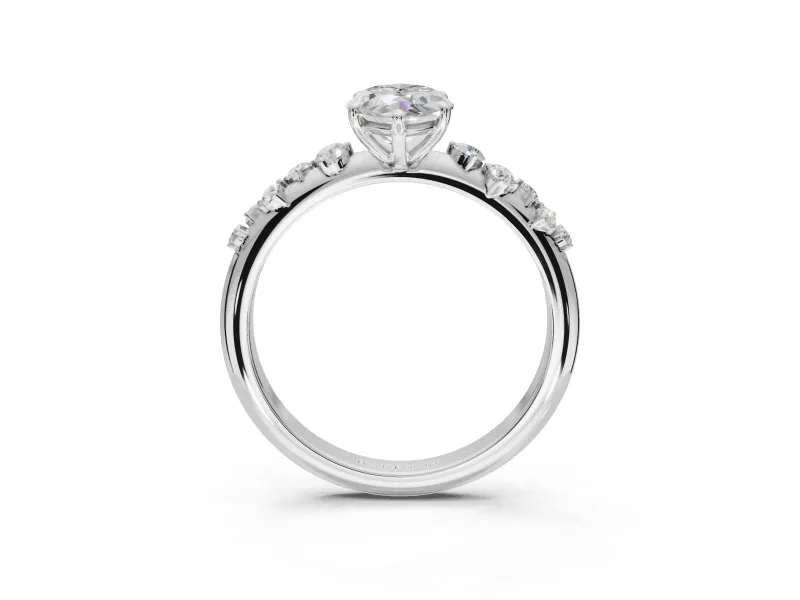 Marquise Solitaire Engagement Ring Setting | Graduated Scattered Accents | Platinum
