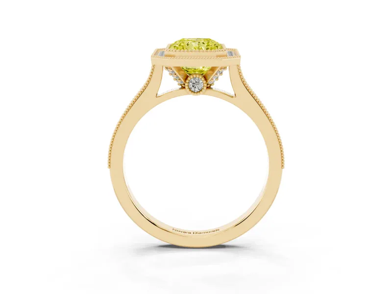 Radiant Cut Halo Engagement Ring Setting for a Fancy Yellow Lab-Grown Diamond | Yellow Gold - Design NV-24721