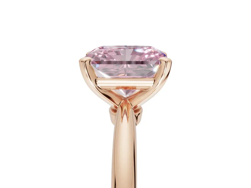 Radiant Cut Solitaire Engagement Ring Setting for a Fancy Pink Lab-Grown Diamond | Tapered Plain Band | Rose Gold