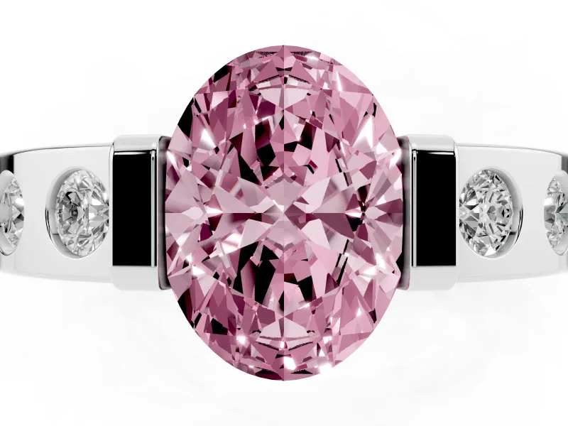 Oval Tension Style Engagement Ring Setting for a Fancy Pink Lab-Grown Diamond | Sterling Silver