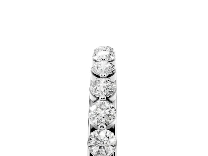 Round Lab-Grown Diamond Half Eternity Band | Single Shared Prongs | Sterling Silver