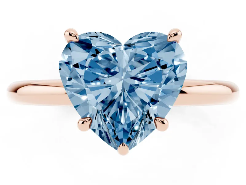 Heart-Shaped Hidden Halo Ring Setting for a Fancy Blue Lab-Grown Diamond | Rose Gold