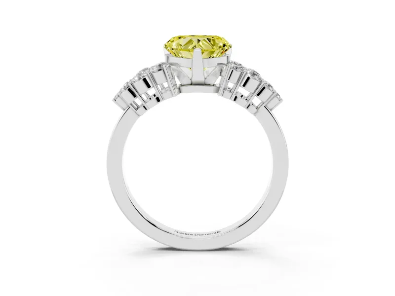Heart-Shaped Engagement Ring Setting for a Fancy Yellow Lab-Grown Diamond | Sterling Silver - Design NV-24489