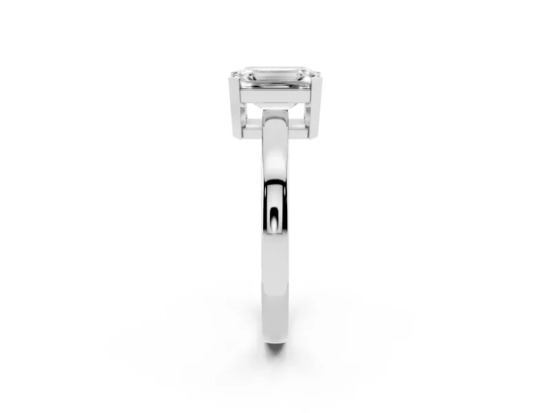 Emerald Cut Solitaire Engagement Ring Setting | Flat Tab Prongs | White Gold