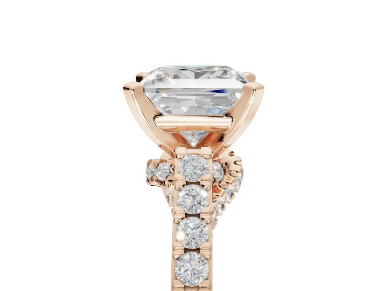 Princess Cut Pavé Solitaire Engagement Ring Setting | Crossover Gallery | Rose Gold