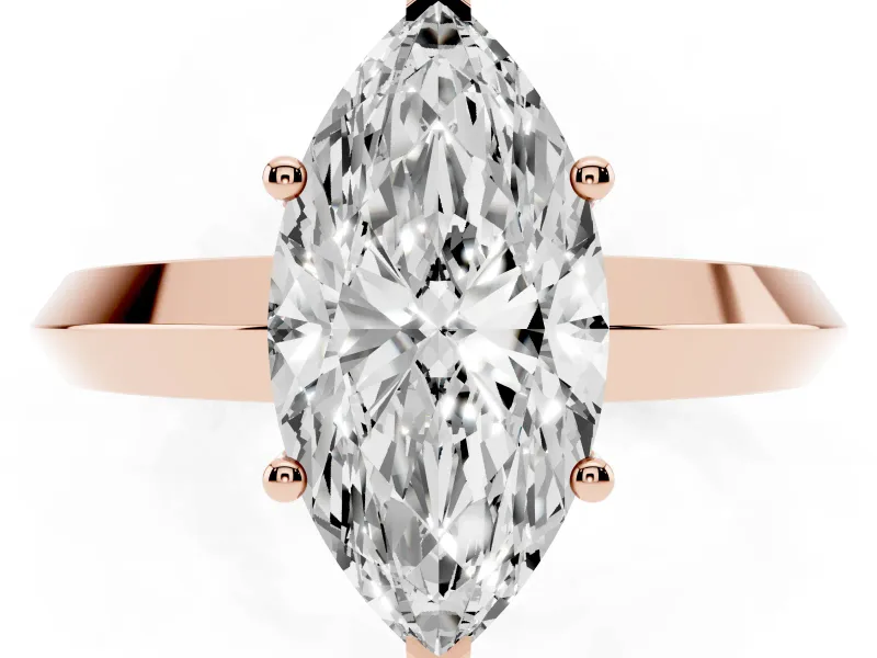 Marquise Knife-Edge Solitaire Engagement Ring Setting | Plain Band | Rose Gold
