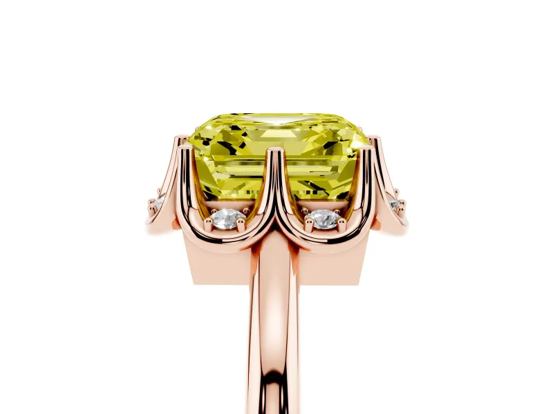Asscher Cut Petal Halo Engagement Ring Setting for a Fancy Yellow Lab-Grown Diamond | Rose Gold