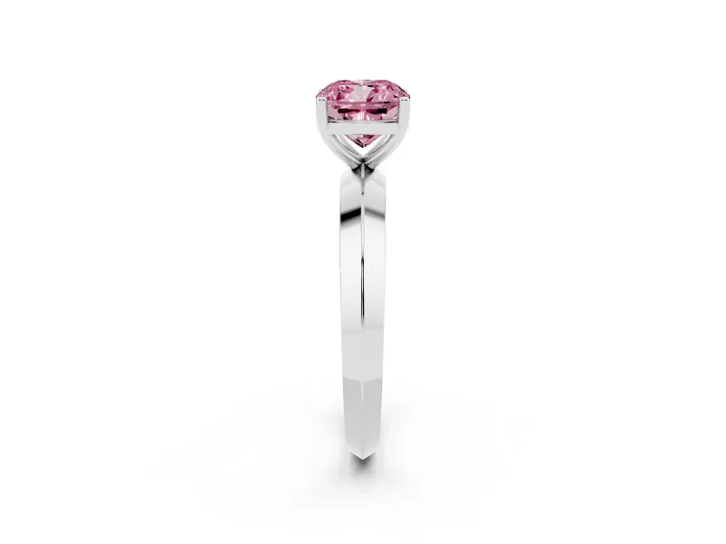 Cushion Cut Knife-Edge Engagement Ring Setting for a Fancy Pink Lab-Grown Diamond | Platinum