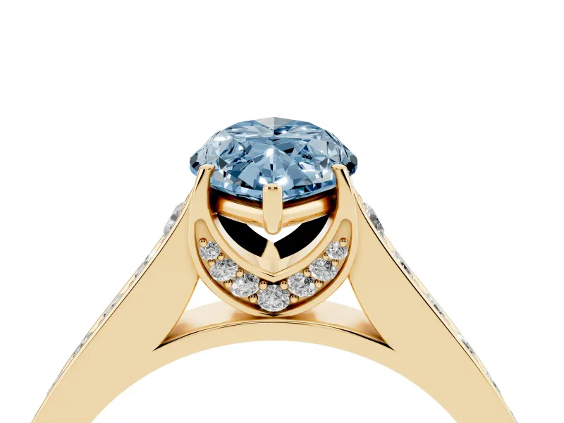 Marquise Graduated Pavé Engagement Ring Setting for a Fancy Blue Lab-Grown Diamond | Yellow Gold