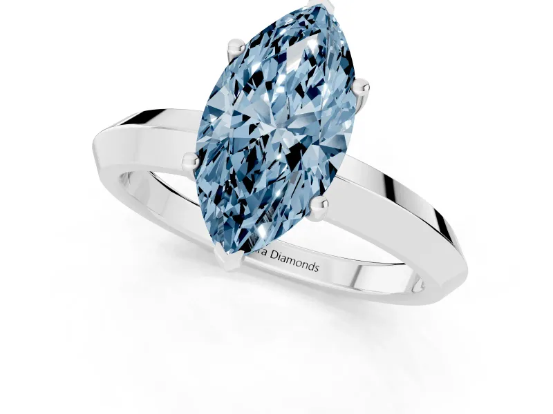 Marquise Knife-Edge Engagement Ring Setting for a Fancy Blue Lab-Grown Diamond | White Gold