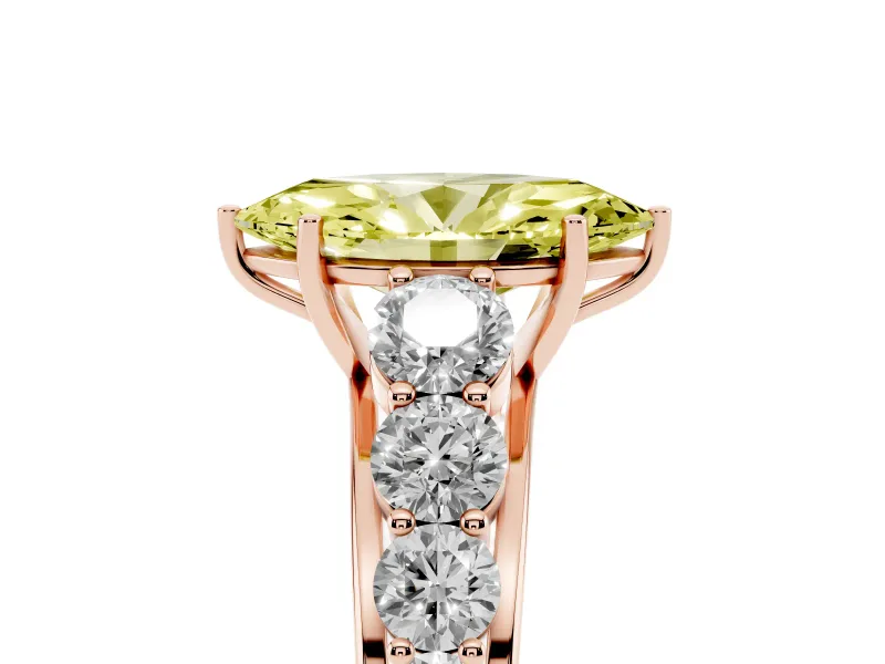 Marquise Graduated Side Stone Engagement Ring Setting for a Fancy Yellow Lab-Grown Diamond | Flat Top Band | Rose Gold