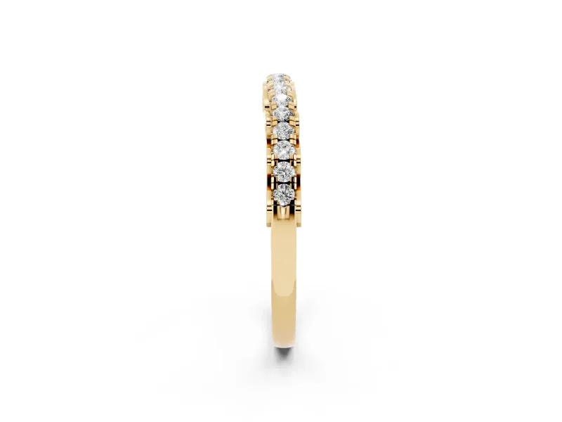Round Diamond Classic Prong Eternity Band Set in Yellow gold with Continuous Row