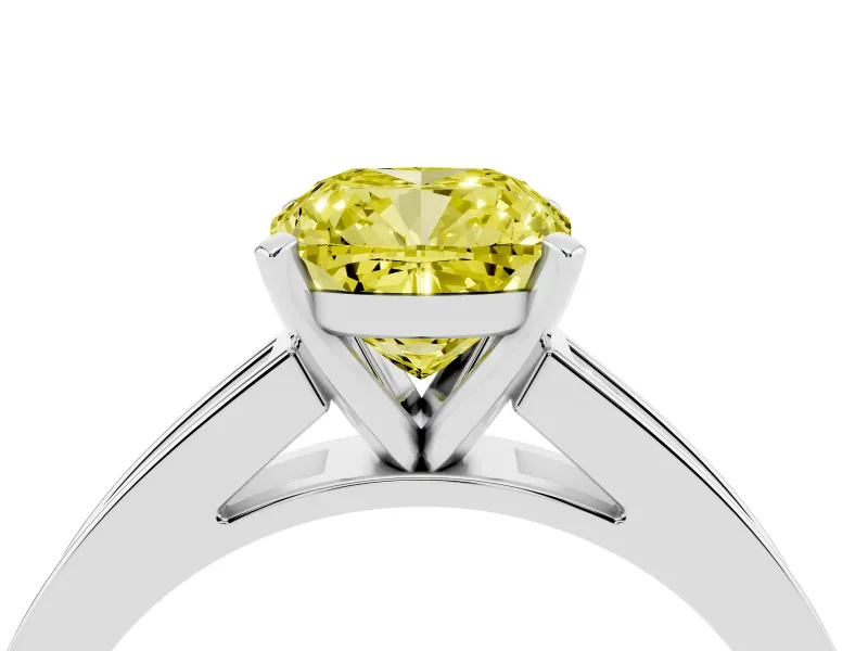 Cushion Cut Channel Engagement Ring Setting for a Fancy Yellow Lab-Grown Diamond | Sterling Silver