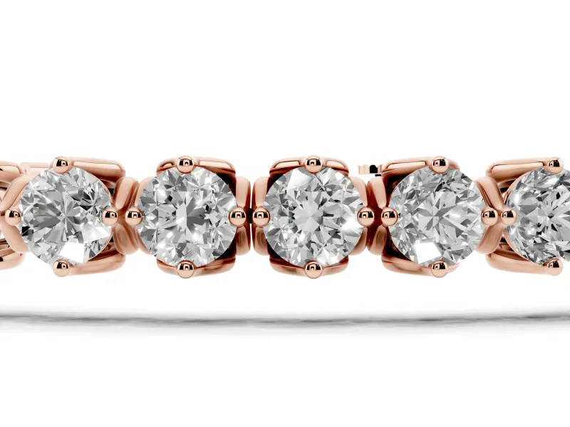 Round Lab-Grown Diamond Tennis Bracelet | Compass Basket Prongs | Rose Gold