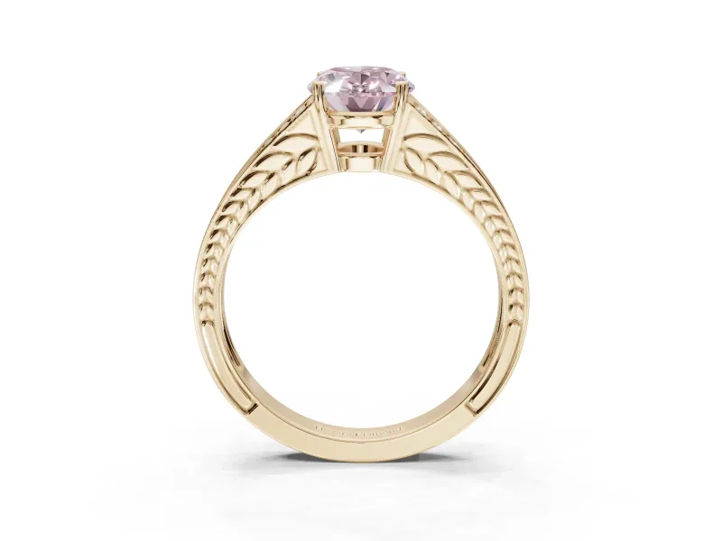 Oval Split Shank Pavé Engagement Ring Setting for a Fancy Pink Lab-Grown Diamond | Yellow Gold