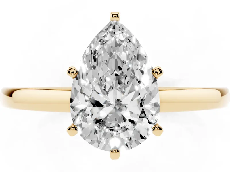 Pear-Shaped Solitaire Engagement Ring Setting | Basket Rail | Yellow Gold