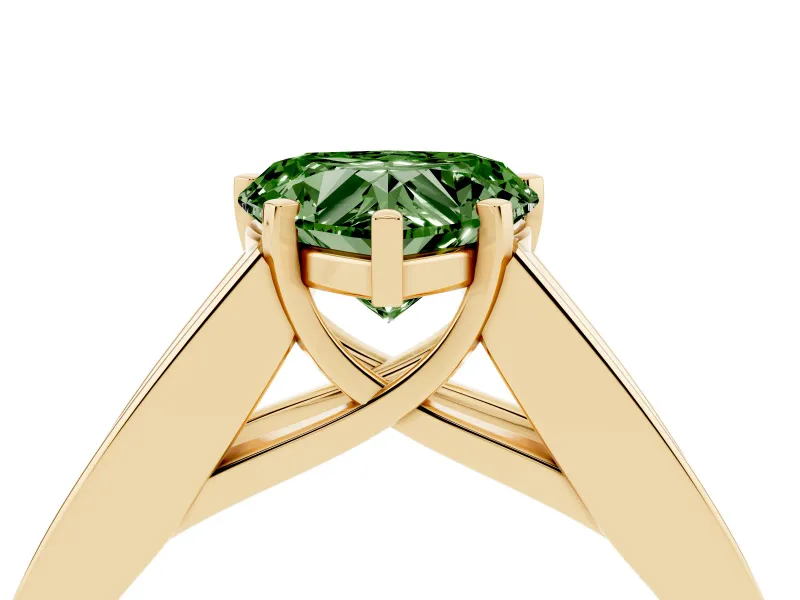 Heart-Shaped Channel-Set Engagement Ring Setting for a Fancy Green Lab-Grown Diamond | Yellow Gold