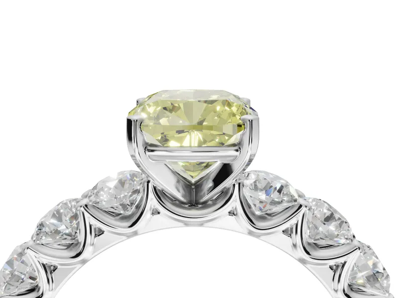 Cushion Cut Engagement Ring Setting for a Fancy Yellow Lab-Grown Diamond | White Gold - Design NV-24455
