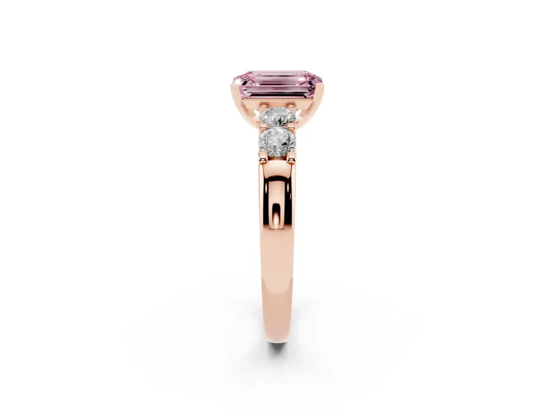 Emerald Cut Five Stone Engagement Ring Setting for a Fancy Pink Lab-Grown Diamond | Rose Gold