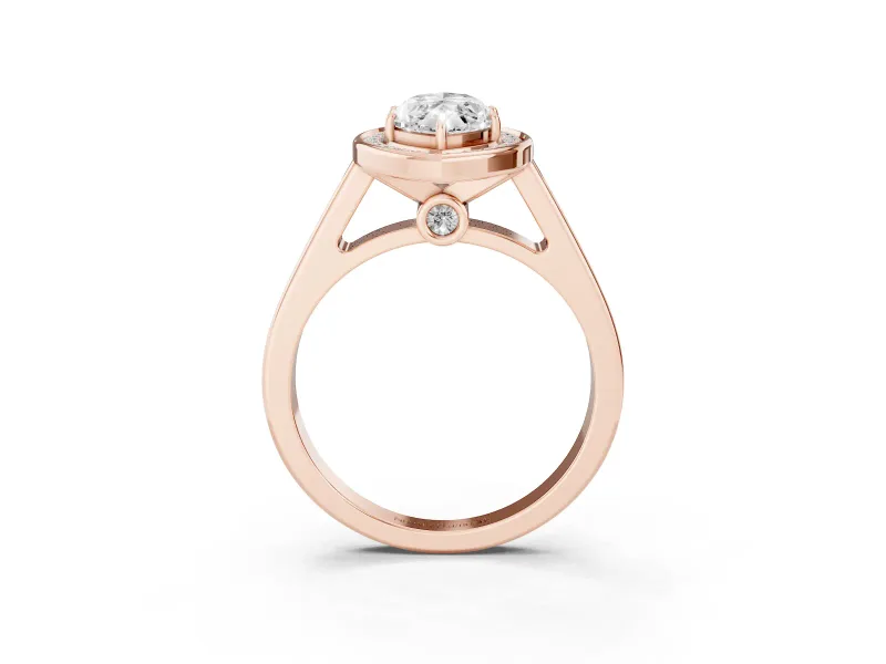 Marquise Halo Engagement Ring Setting | Polished Outer Rim | Rose Gold