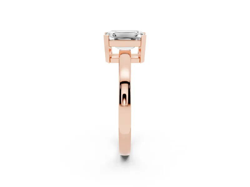 Emerald Cut Solitaire Engagement Ring Setting | Flat Tab Prongs | Rose Gold