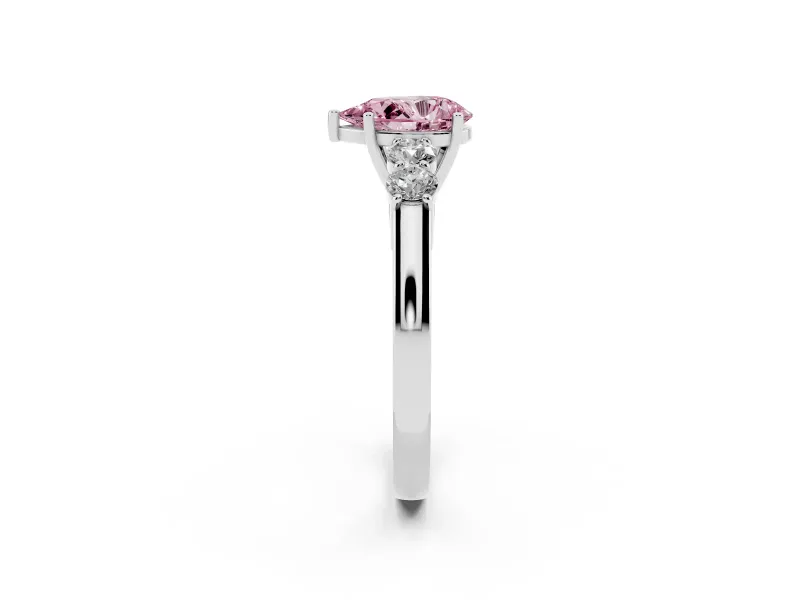 Pear-Shaped 5 Stone Engagement Ring Setting for a Fancy Pink Lab-Grown Diamond | White Gold