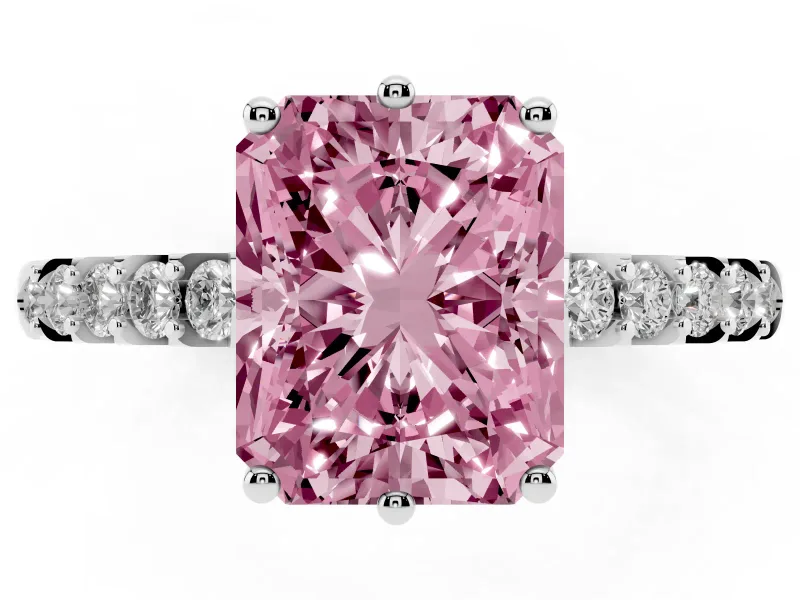 Radiant Cut Engagement Ring Setting for a Fancy Pink Lab-Grown Diamond | Sterling Silver - Design NV-24649