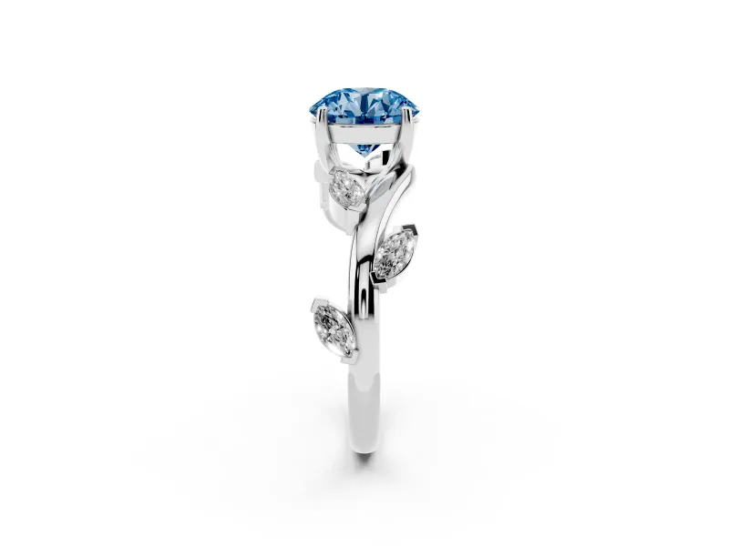 Round Twisted Vine Engagement Ring Setting for a Fancy Blue Lab-Grown Diamond | Platinum