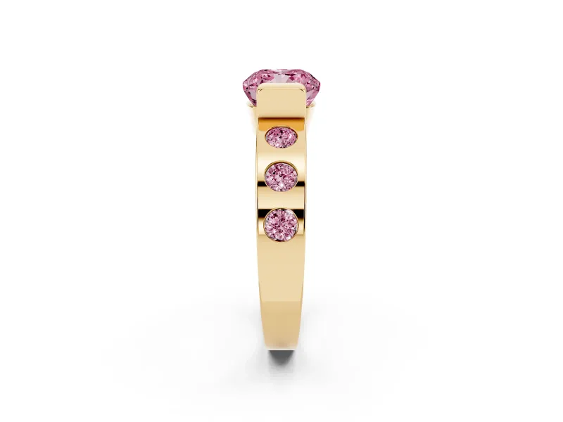 Cushion Cut Tension Style Engagement Ring Setting for a Fancy Pink Lab-Grown Diamond | Yellow Gold