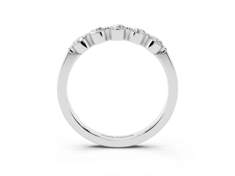 Round Lab-Grown Diamond Five-Stone Bar Set Wedding Band | Raised Row | Sterling Silver