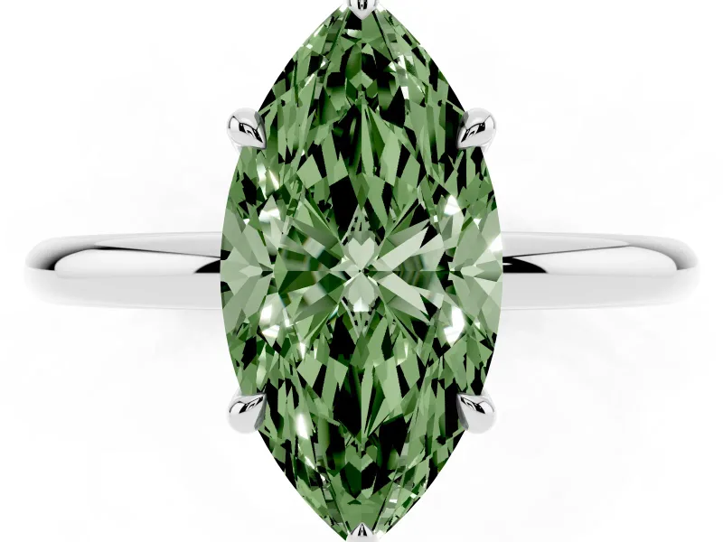 Marquise Hidden Halo Ring Setting for a Fancy Green Lab-Grown Diamond | Sterling Silver