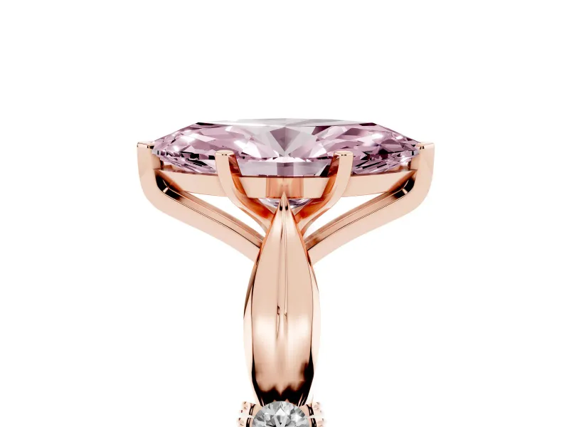 Marquise Floral Solitaire Engagement Ring Setting for a Fancy Pink Lab-Grown Diamond | Rose Gold