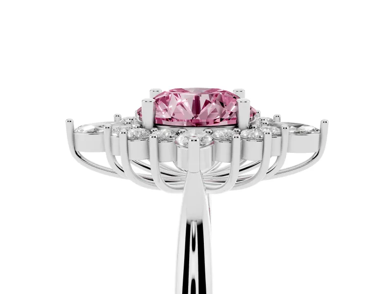 Round Engagement Ring Setting for a Fancy Pink Lab-Grown Diamond | White Gold - Design NV-24790