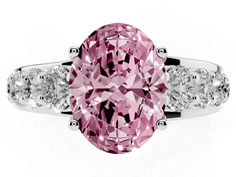 Oval Graduated Engagement Ring Setting for a Fancy Pink Lab-Grown Diamond | White Gold