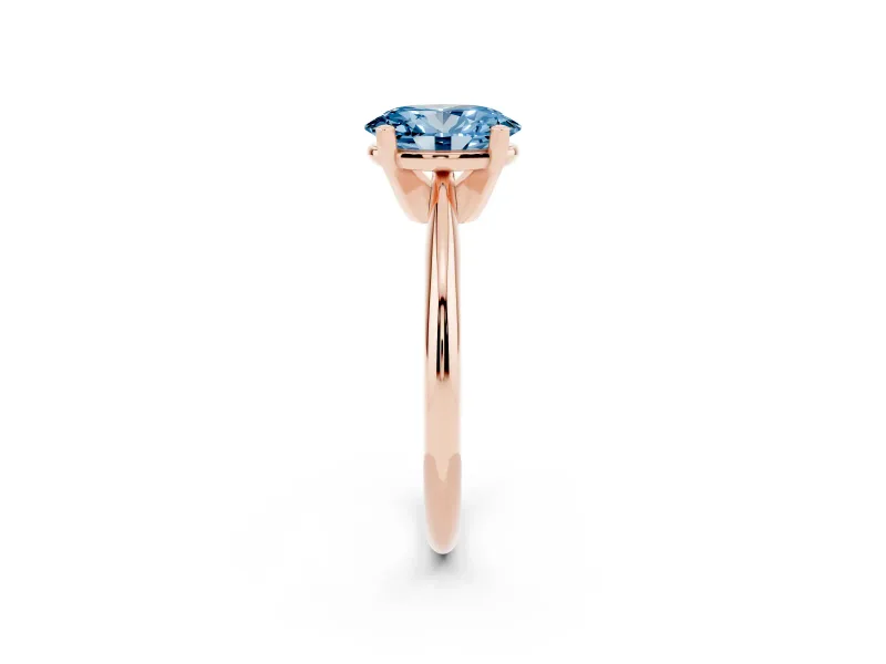 Oval Solitaire Engagement Ring Setting for a Fancy Blue Lab-Grown Diamond | Rose Gold