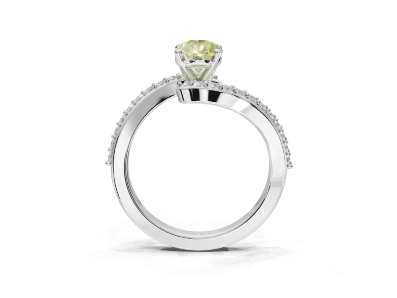 Pear-Shaped Bypass Pavé Engagement Ring Setting for a Fancy Yellow Lab-Grown Diamond | Platinum