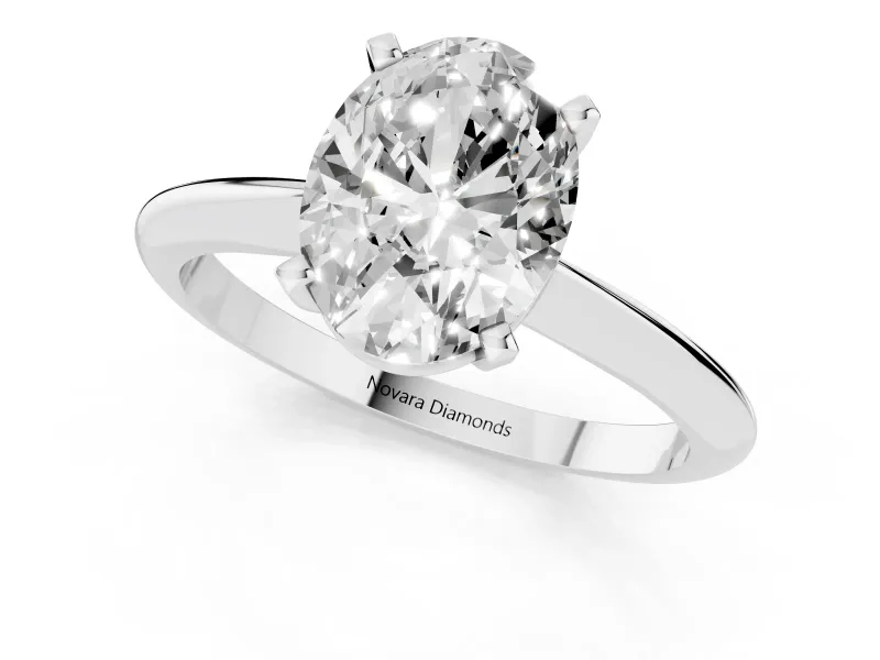 Oval Plain Knife-Edge Solitaire Engagement Ring Setting | Claw Prongs | Platinum