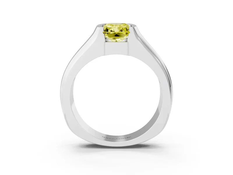 Radiant Cut Half Bezel Solitaire Engagement Ring Setting for a Fancy Yellow Lab-Grown Diamond | Wide Band | Platinum