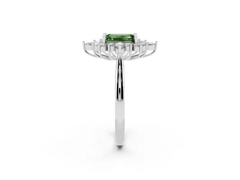 Emerald Cut Engagement Ring Setting for a Fancy Green Lab-Grown Diamond | Platinum - Design NV-24790