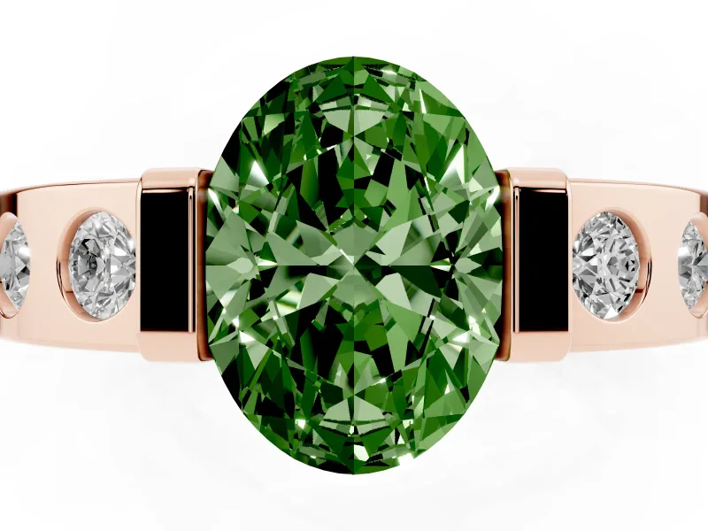 Oval Tension Style Engagement Ring Setting for a Fancy Green Lab-Grown Diamond | Rose Gold