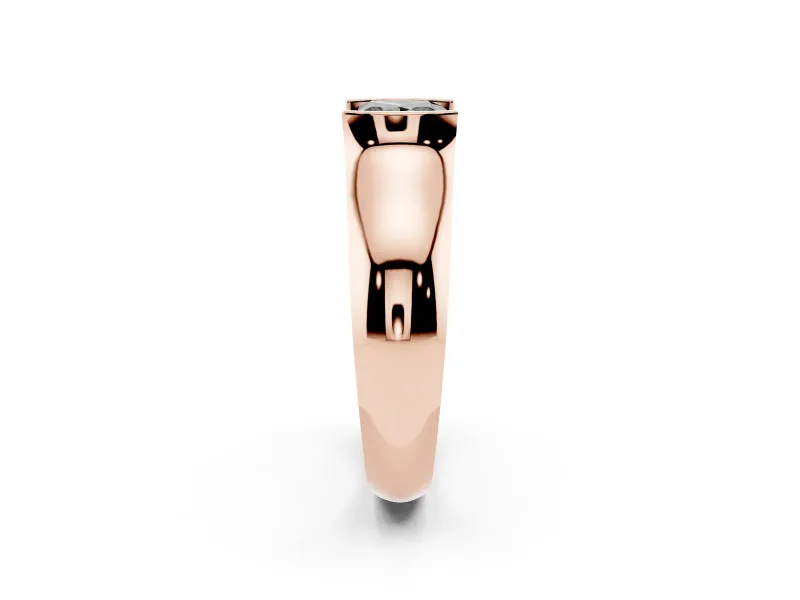 Princess Cut Half Bezel Solitaire Engagement Ring Setting for a Black Center | Wide Band | Rose Gold
