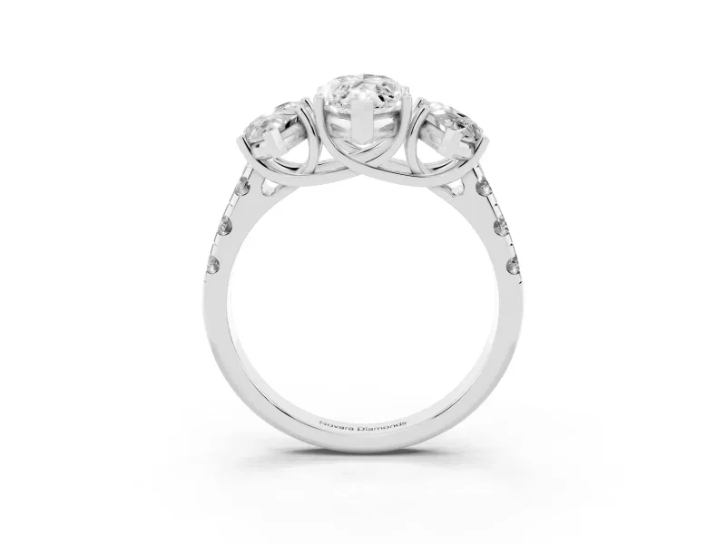 Marquise Three Stone Engagement Ring Setting | Accented Shoulders | Sterling Silver